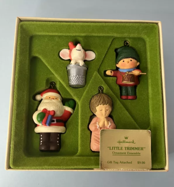 Hallmark 1978 Tree-Trimmer Little Trimmer Mouse, Drummer, Santa, Child Ornament