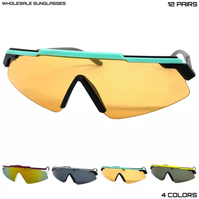 En Gros Lot Classique Rétro Sport Enroulé Cyclisme Lunettes de Soleil Shield 12