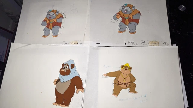 EWOKS animation cels BACKGROUND production art  Vtg Star Wars Toys Figures I12