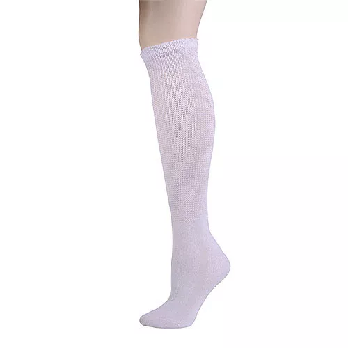 12 Pairs Mens White Physician's Choice Over The Calf Diabetic Crew Socks 10-13 2