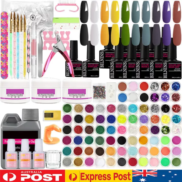 Nail Art Kit Acrylic Powder Liquid Glue Glitter UV Gel Nail Polish Manicure Set