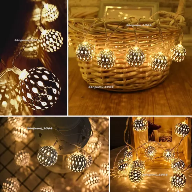 Romantic Moroccan Ball LED String Fairy Lights Wedding Party Home Lamps Decor 2