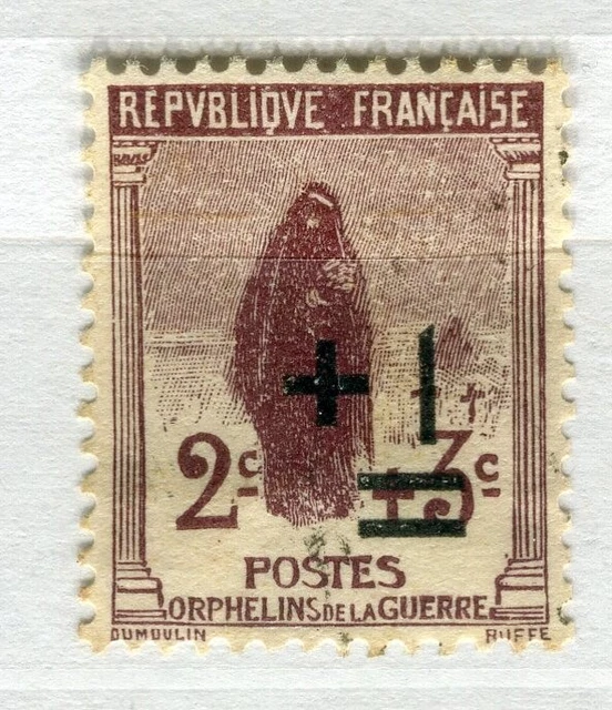 FRANCE; 1922 early War Orphans surcharged issue Mint hinged 2c. value