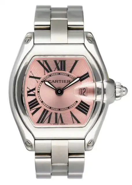Cartier Roadster W62017V3 Pink Dial Steel Ladies Watch