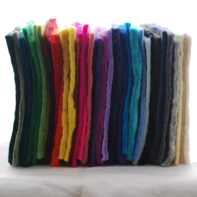 Handmade 100% Wool Felt Fabric - 5mm Thick - 15cm / 6" Square Sheets Bundle