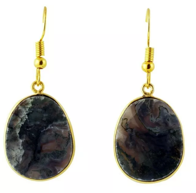 Brand New Pretty Juni Agate Multifaceted Stone 18K Gold Plated Drop Earrings