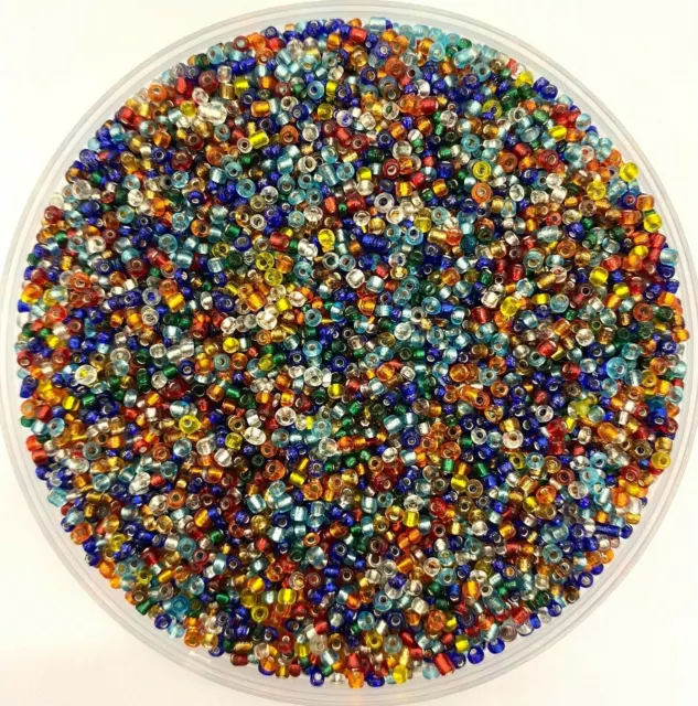 50g glass seed beads - size 15/0 (approx 1.5mm) - Mixed Colours, choose finish