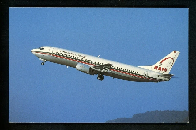 Aviation airplane chrome postcard Royal Air Maroc Airlines Boeing 737-4B6 Zurich