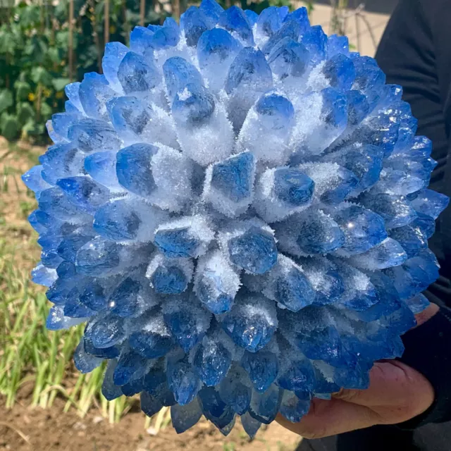 14.08LBNew Find sky blue Phantom Quartz Crystal Cluster Mineral Specimen Healing