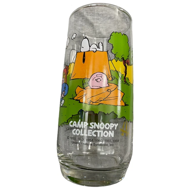 VINTAGE CAMP SNOOPY Collection McDonalds Glass Cup Charlie Brown, Lucy