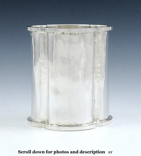 Antique 1930s Spanish Silver Hand Hammered Lobed Beaker Cup
