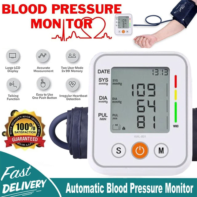 AUTOMATIC ARM BLOOD Pressure Monitor Digital BP Cuff Pulse Heart Rate