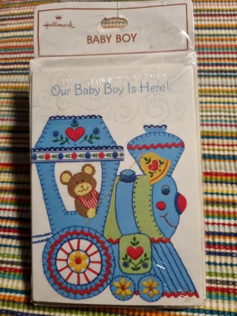 Hallmark Choo Choo Train New Baby Boy Announcements 10pk cards vintage NOS Seald