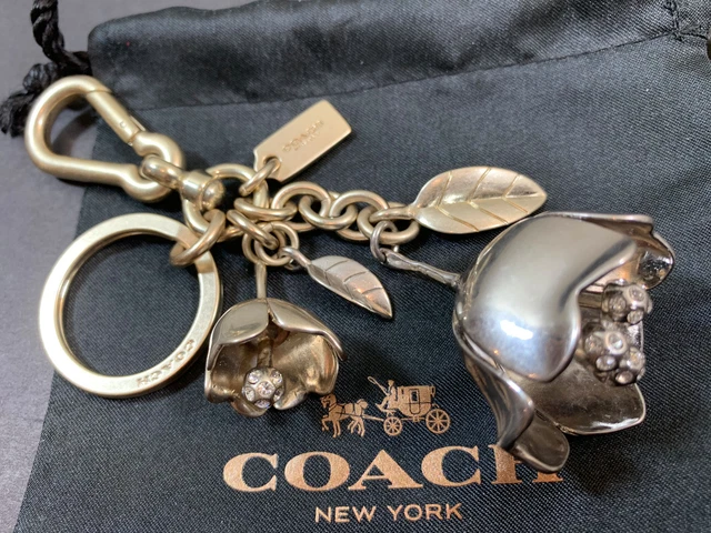 COACH Tea Rose Bag Charm Keychain Tulip Multi NWT!