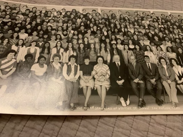 Vintage 1976 Panoramic Black And White Photo Of 9th Grade Class Whittier HS 3