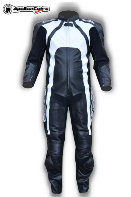 §Destockage Total§ Combinaison Moto Cuir Piste Ou Route Noir Et Blanc Taille Xxl