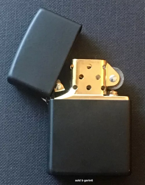 Zippo Windproof Black Matte Lighter With GOLD Insert, 218BI, New In Box