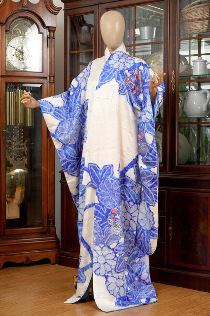 Dear Vanilla Japanese Silk Furisode Kimono Women's Authentic Japan Made Vintage