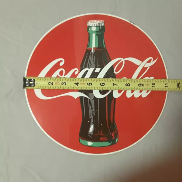 Porcelain Enamel Round Coca-Cola Bottle Sign Bottle Cap 1990 Coca-Cola Company