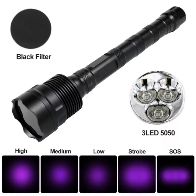 UV Violet Light 365nm Blacklight Rechargeable Tactical LED Flashlight Lamp Torch