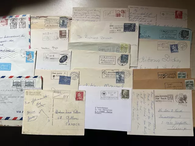 Danemark Lot De 20 Enveloppes Diverses Et Cp Avec Timbres Voir Les Photos