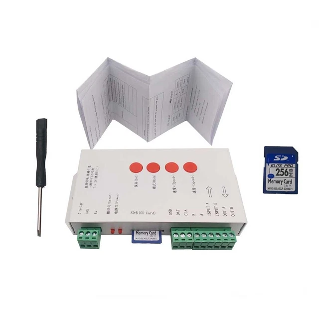 KIT CONTROLLER LED Pixel Programmabile RGB con Scheda SD 256MB 16*7,5*2 ...