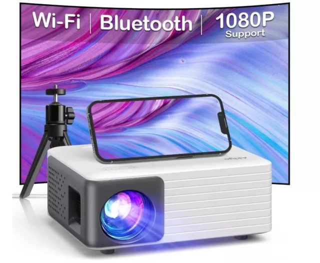 Vidéoprojecteur WiFi Bluetooth - 9000 Lumens Mini Projecteur Portable Full  HD 1080P Natif, WiFi 5G/2.4G Dual-Band, Rétroprojecteur E