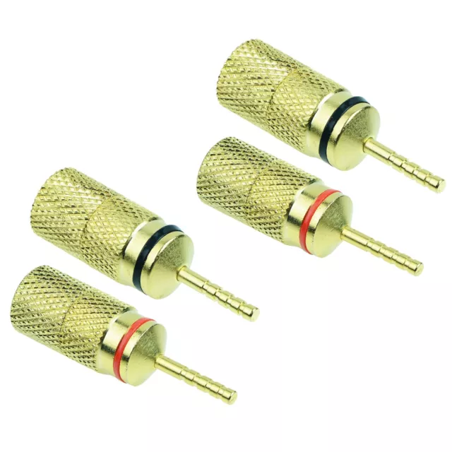 4pcs Red + Black Gold Plated 2mm Speaker Pin Plug Connectors