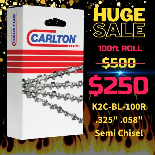 CARLTON Chainsaw Chain 100ft Roll .325" .058" Semi Chisel