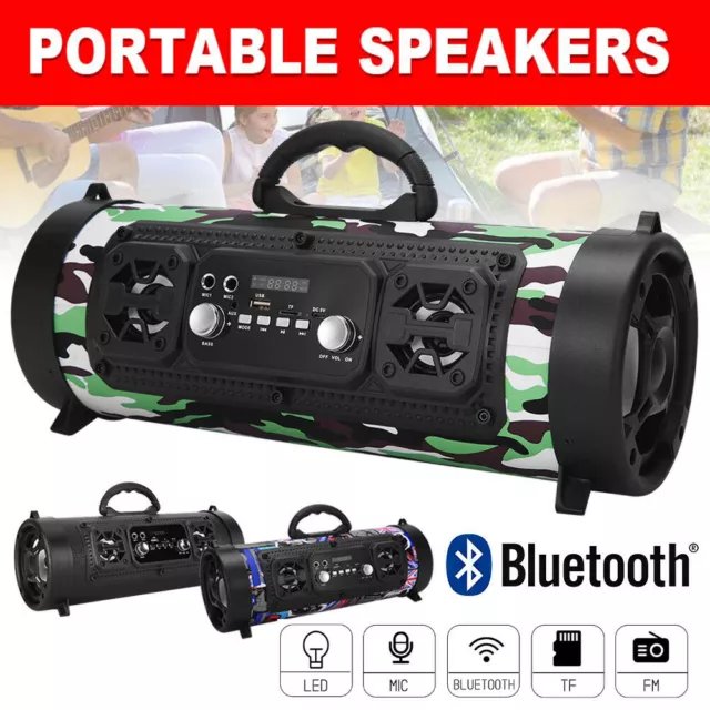 Portable Wireless Bluetooth Speakers Stereo Bass USB/TF/ Radio Outdoor Subwoofer