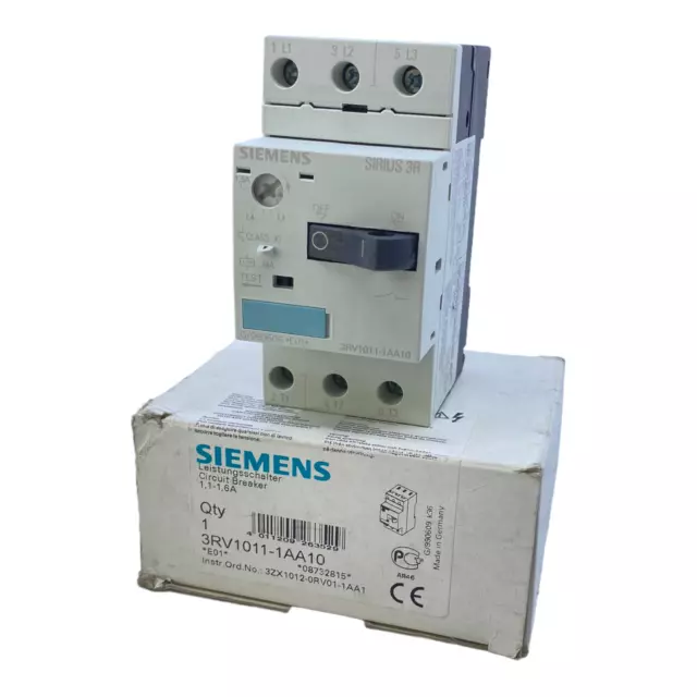 Siemens 3RV1011-1AA10 Interruttore Magnetotermico 1,1 - 1,6A 50/60Hz 400V