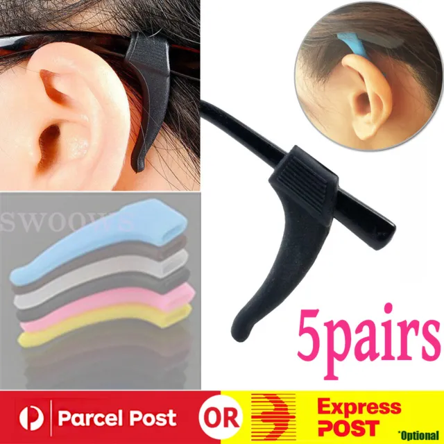 1-5 pairs Anti-Slip Tip Ear Grip Silicone Hook Glasses Spectacle Holder Sports