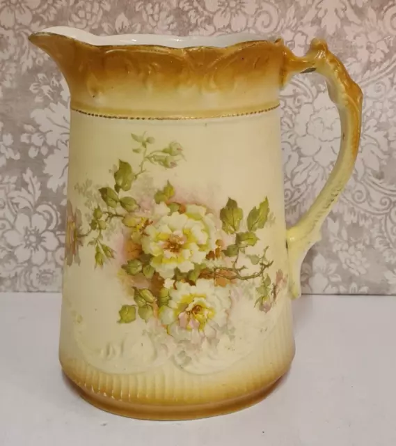 Vintage Myott Sons & Co Semi Porcelain Floral Jug Pitcher Good Condition c1910