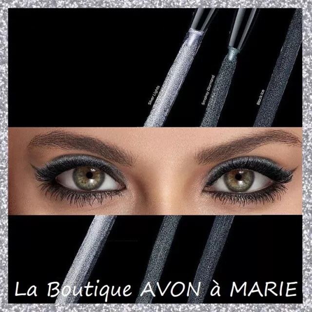 EYE LINER Scintillant Crayon yeux GLIMMERSTICK DIAMOND AVON : Noir & Gris