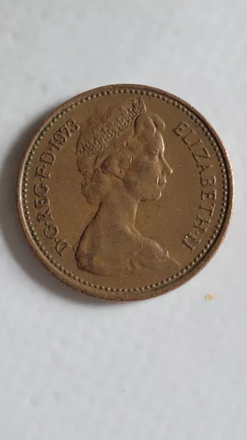 1973 GREAT BRITAIN ELIZABETH II NEW PENNY Very rare 1p Coin