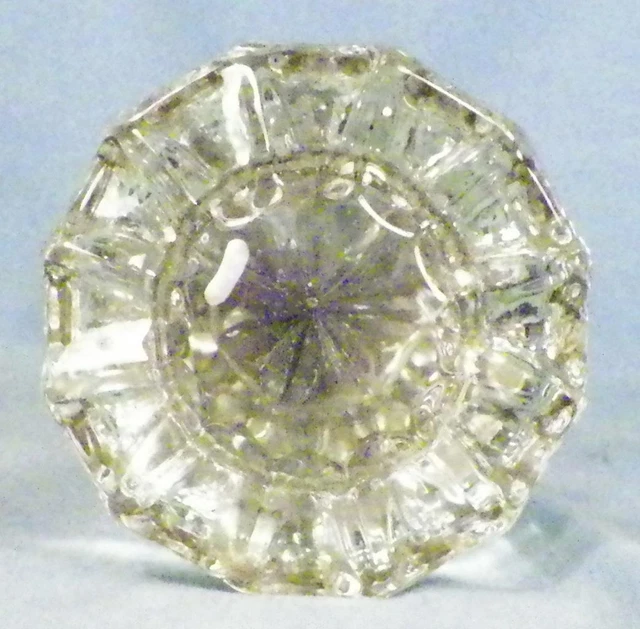 Antique Crystal Door Knob Set Stars Fluted Victorian Architectural Salvage #5