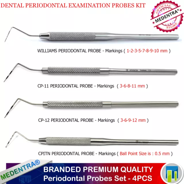 Hygienist Dental Examination Periodontal  Pocket Depth Perio Probes Kit Lab New