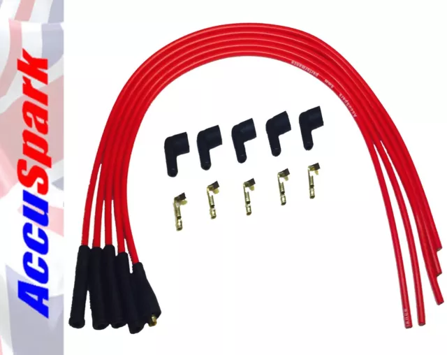 AccuSpark 8mm Performance Silicone HT Leads in Red for 4cyl Cars With 90° Ends