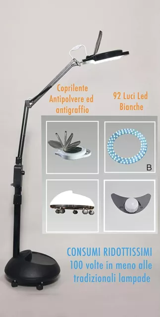 Lámpara LED Lente de Aumento 8 Dioptrías Con Estar de Pie Cosmetólogo Regulable