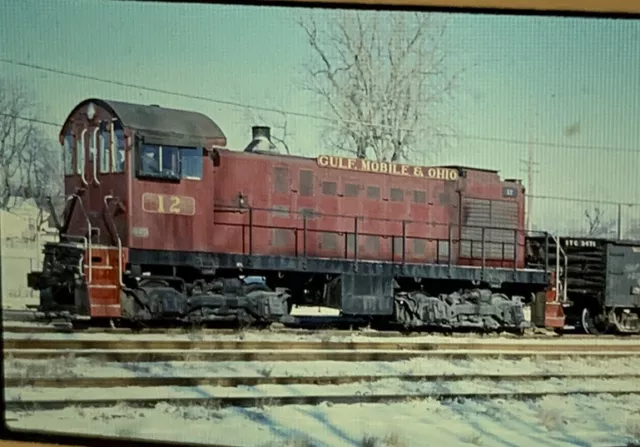 Vtg 35mm Slide Gulf Mobile & Ohio Railroad Train Engine 12 Duplicate