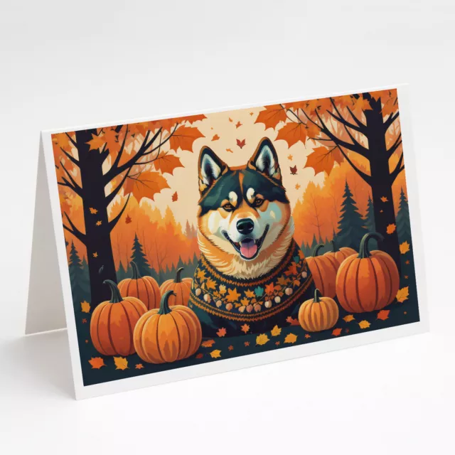 Akita Fall Greeting Cards and Envelopes Pack of 8 DAC1005GCA7P