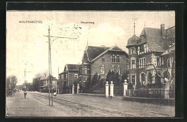 AK Wolfenbüttel, Straße Neuerweg mit Villen 1917