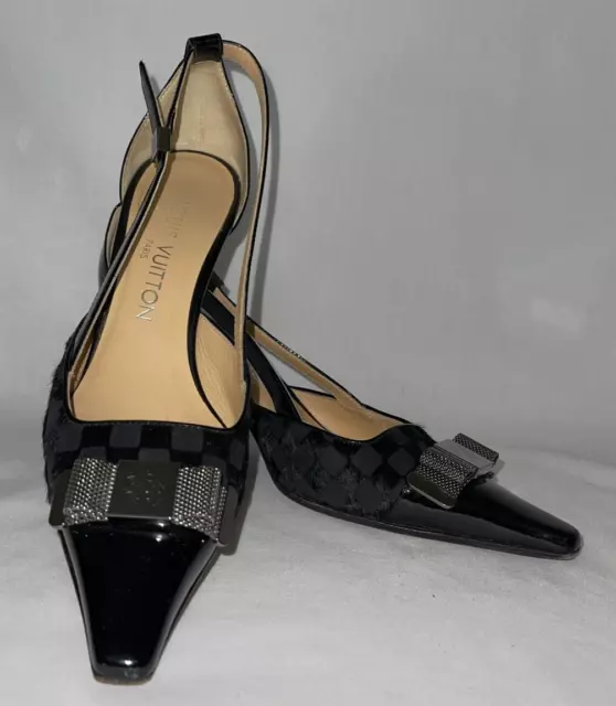 LOUIS VUITTON SAINT HONORE Damier Open Toe Pump Women Shoes Sz35