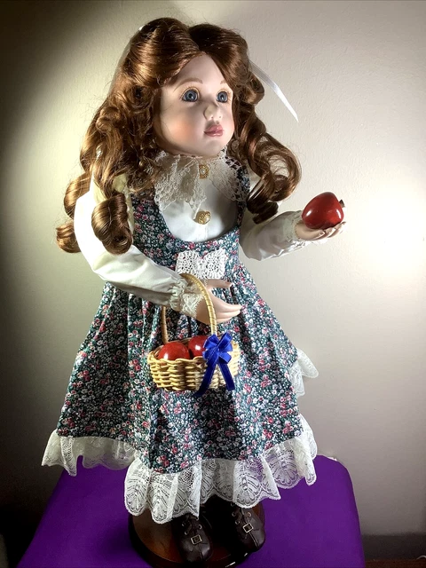 1993 Vintage Artist Autumn Berwick Porcelain Doll “Laura” 21” w/Apple Basket