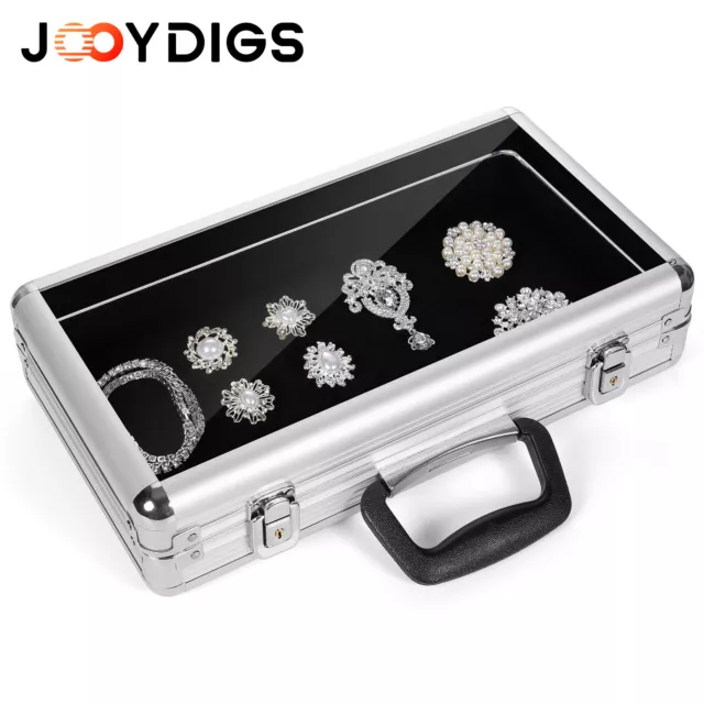 Acrylic Clear Top Aluminum Display Case Trade Show Jewelry Coin Card Holder 15.4