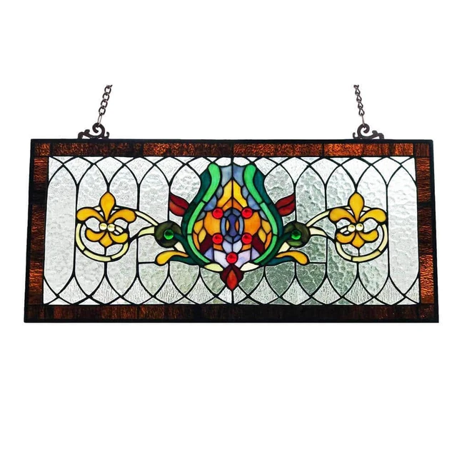 Fleur De Lis Stained Glass Pub Window Panel