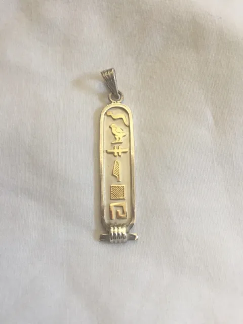 Egyptian Personalized Silver With 18K Gold Letters Cartouche Double-Side 6-8