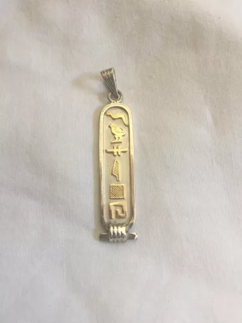 Egyptian Personalized Silver With 18K Gold Letters Cartouche Double-Side 6-8 Egyptian Personalized Silver With 18K Gold Letters Cartouche Double-Side 6-8