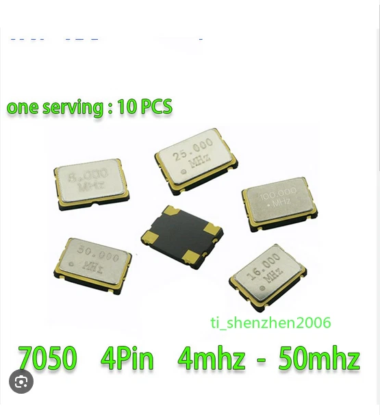 10PCS 7050 Metal SMD 4pin 6M 8MHZ 50M 16MHZ 24MHZ 27M Quartz Resonator Crystal