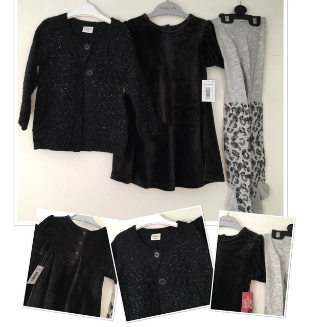 Matalan nuove etichette bambine abito manica gonfia & cardigan eccezionale collant nuovi 18-24 m